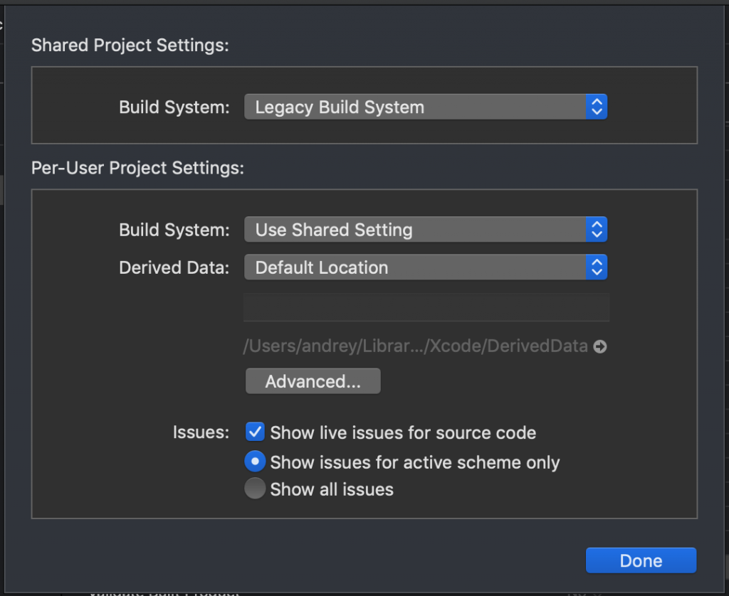 Xcode Legacy Build System